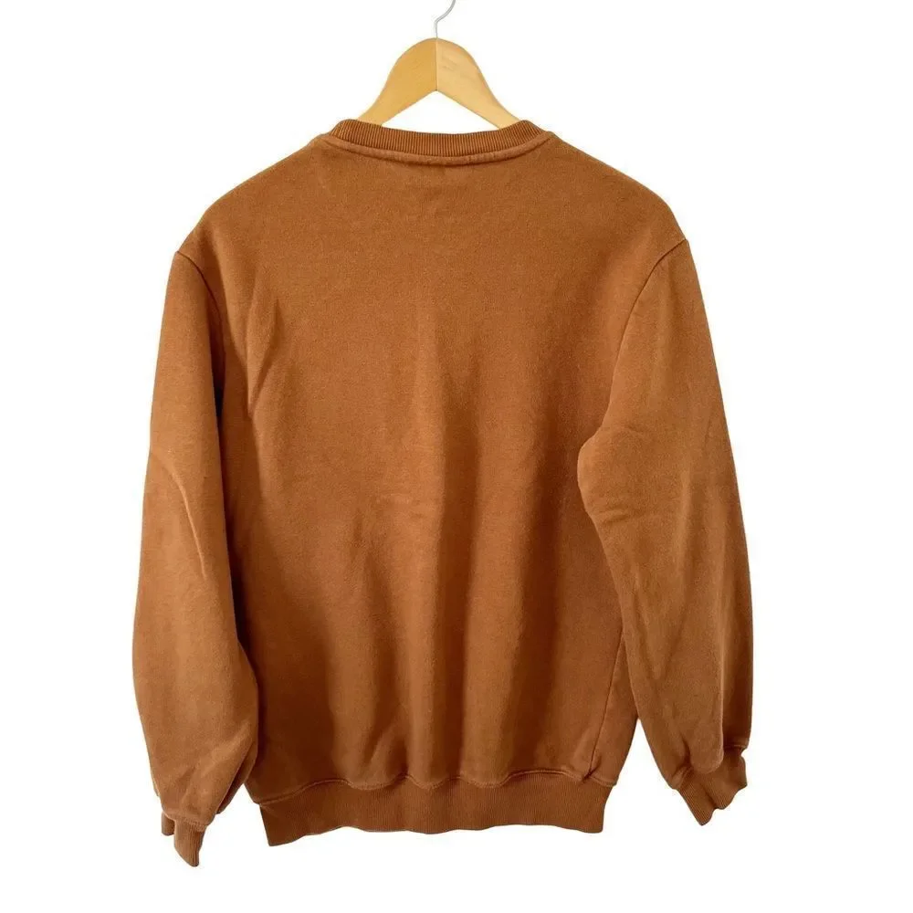 H&M Earthy Brown Relaxed Fit Minimalist Crewneck Sweatshirt - Picture 3 of 6